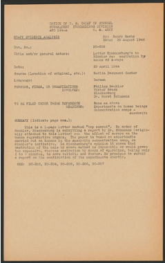 Thumbnail of scanned typewritten page of the English analysis of the document